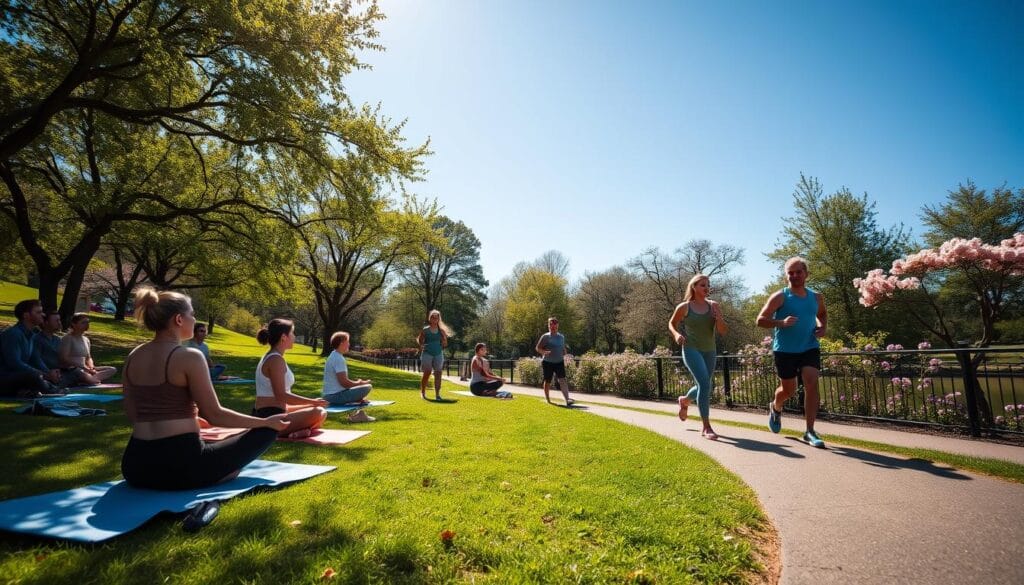 Friends doing wellness activities together